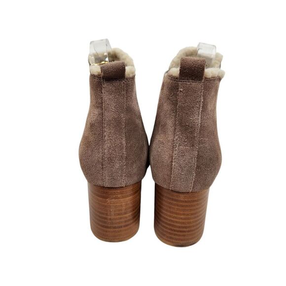 LIENDO Seychelles Boots Womens 8.5 Taupe Suede Ankle Bootie Shearling Shoe Cabin - Picture 6 of 12